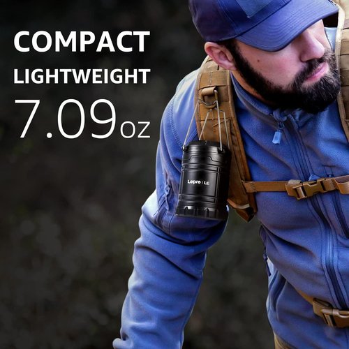 Lepro LED Camping Lantern - Collapsible & IPX4 Water Resistant | Portable Emergency Light for Outdoors