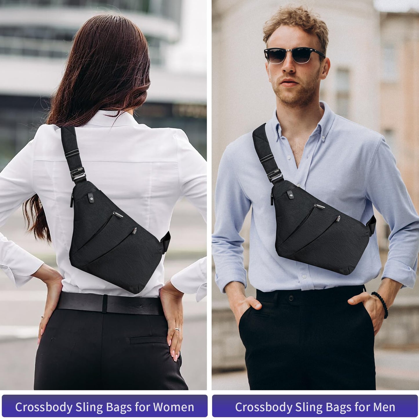 OSOCE Crossbody Bag for Men, Slim Sling Bag, Quick-Release Buckle, 1.0S