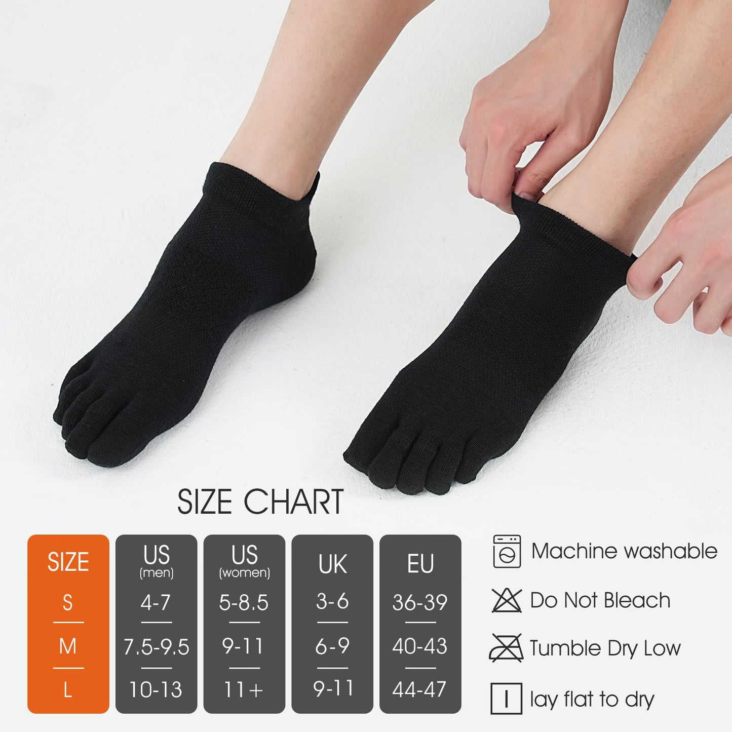 aomagic Merino Wool Toe Socks for Men and Women Athletic Runing Ankle Toe Separation Socks (3 Pairs), Large