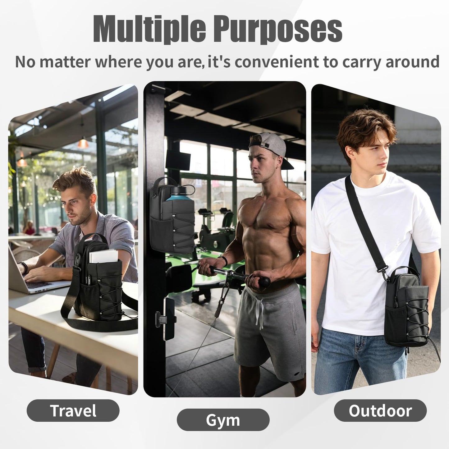 Magnetic Gym Water Bottle Bag with Phone Holder for Men, Magnetic Gym Bag Attaches to Equipment, Holds Water Bottle, Phone & Essentials for Workout, Training & Fitness