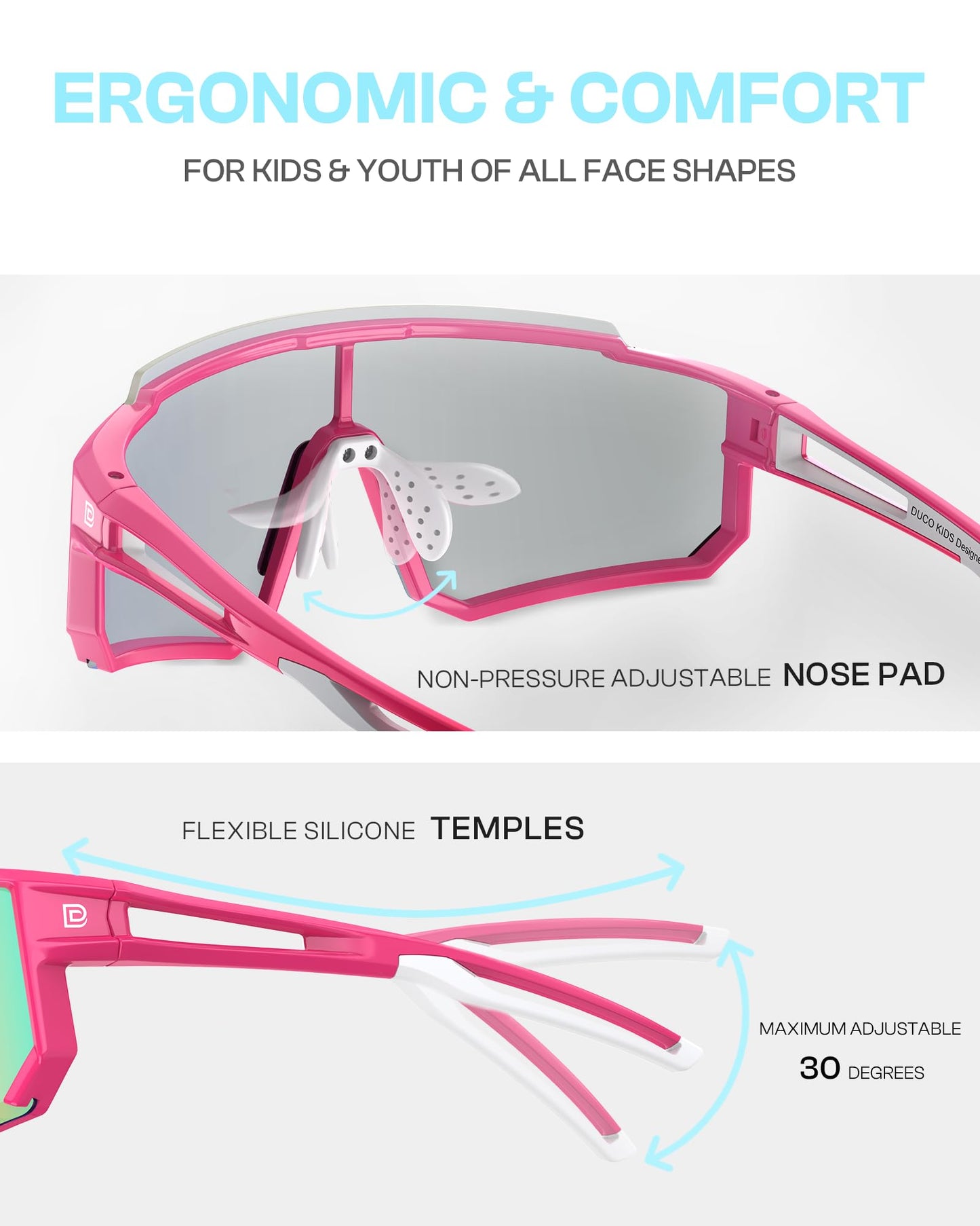 DUCO Kids Baseball Sunglasses for Boys Girls Age 6-16, Polarized
