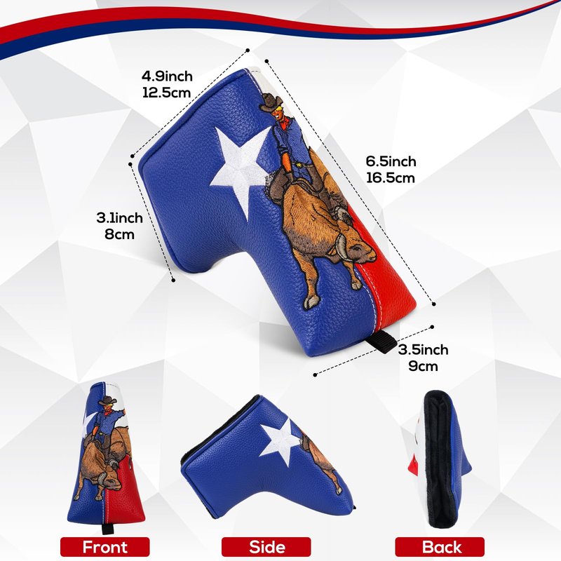 LZFAN Golf Club Covers 3 PCS Or 1PC, Golf Club Head Covers for Woods and Drivers Fairway Hybrid, Golf Head Covers Fit Most Golf Clubs Golf Headcovers Set Texas Punch (Heel Shaft Putter)