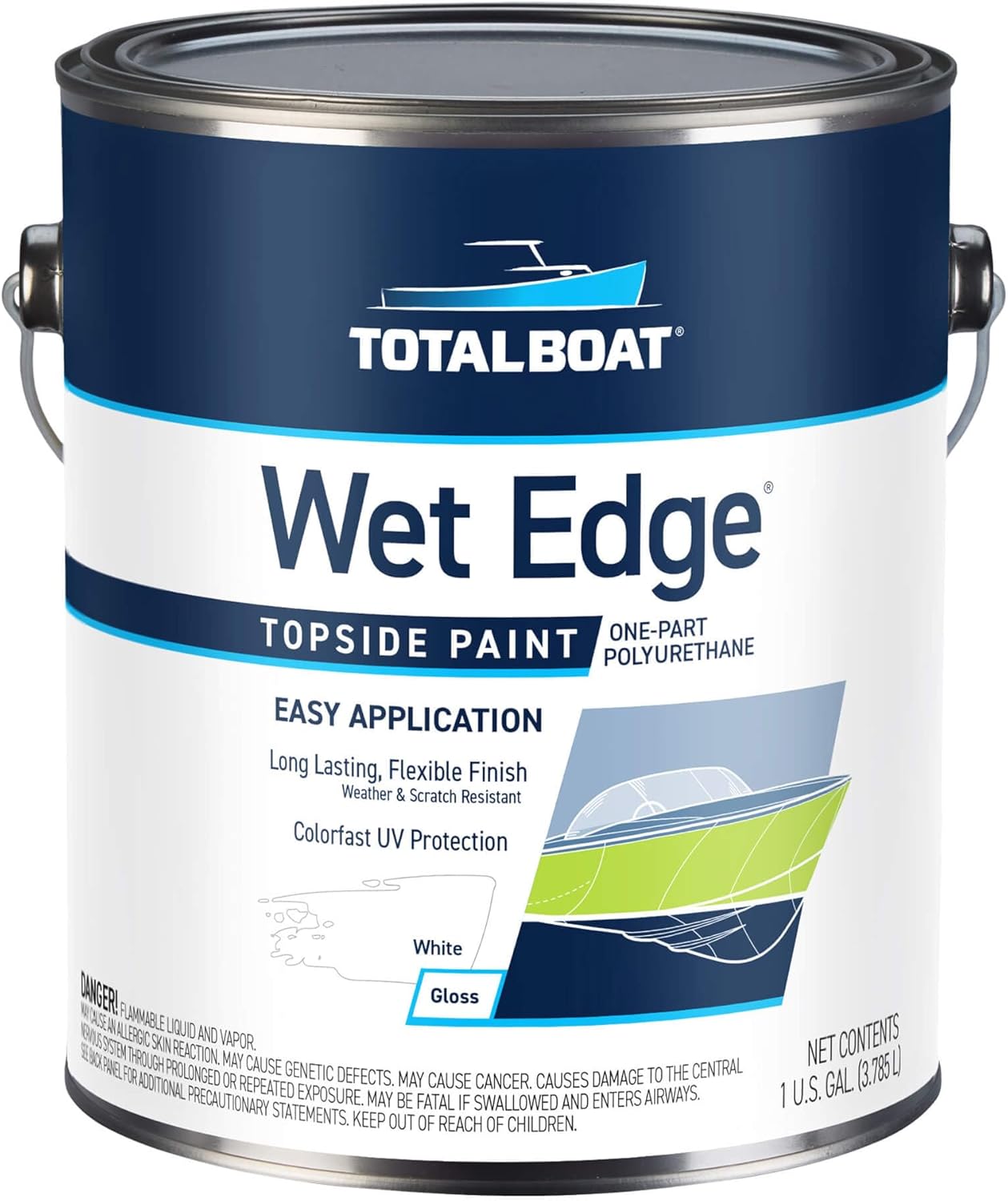 TotalBoat Wet Edge Marine Paint - Premium Polyurethane Coating for Boats & RVs | White, Gallon Size