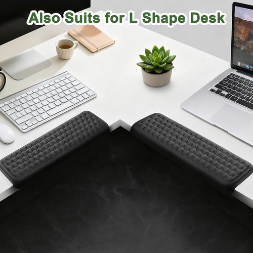 L-Shaped Memory Foam Elbow Pads for Desk, 2-Piece Ergonomic Desk Edge Cushion & Wrist Rest for Computer Keyboard, Non-Slip Arm Support for Office and Home Use, Black
