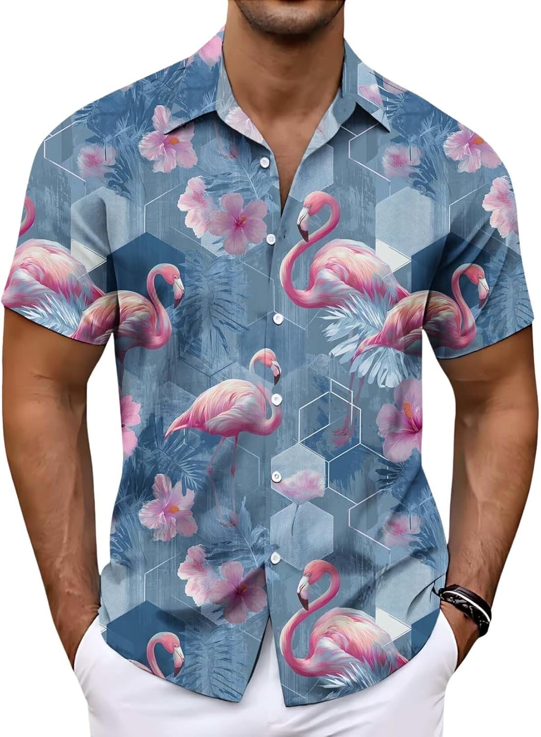 Skiennix Men's Floral Beach Shirt - Short Sleeve Tropical Print for Vacation | Stylish Hawaiian Design