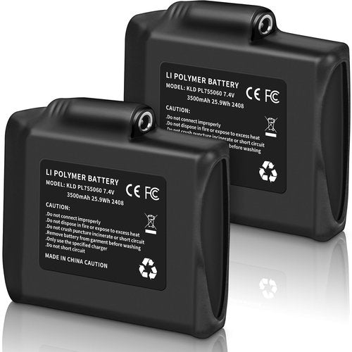 BSROBOTIC 7.4V 3500mAh Lithium Polymer Batteries - 2pcs Rechargeable Li-Polymer Batteries for Heated Gloves Socks Hats Jacks. Support 3.5mm Female DC Jack, Suitable for Skiing, Hunting, Hiking