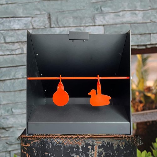 Atflbox Pellet Trap - Spinning Shooting Targets with 12"x12" Bullseye Paper for .177/.22 Caliber Air Guns