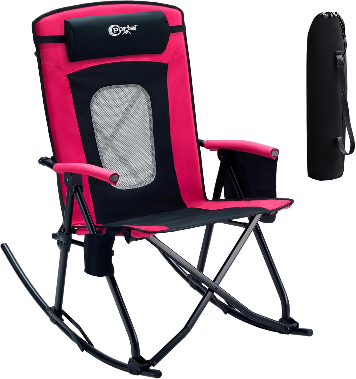 PORTAL Oversized Rocking Camping Chair - Portable Outdoor Rocker with High Back & Carry Bag, Supports 400 lbs