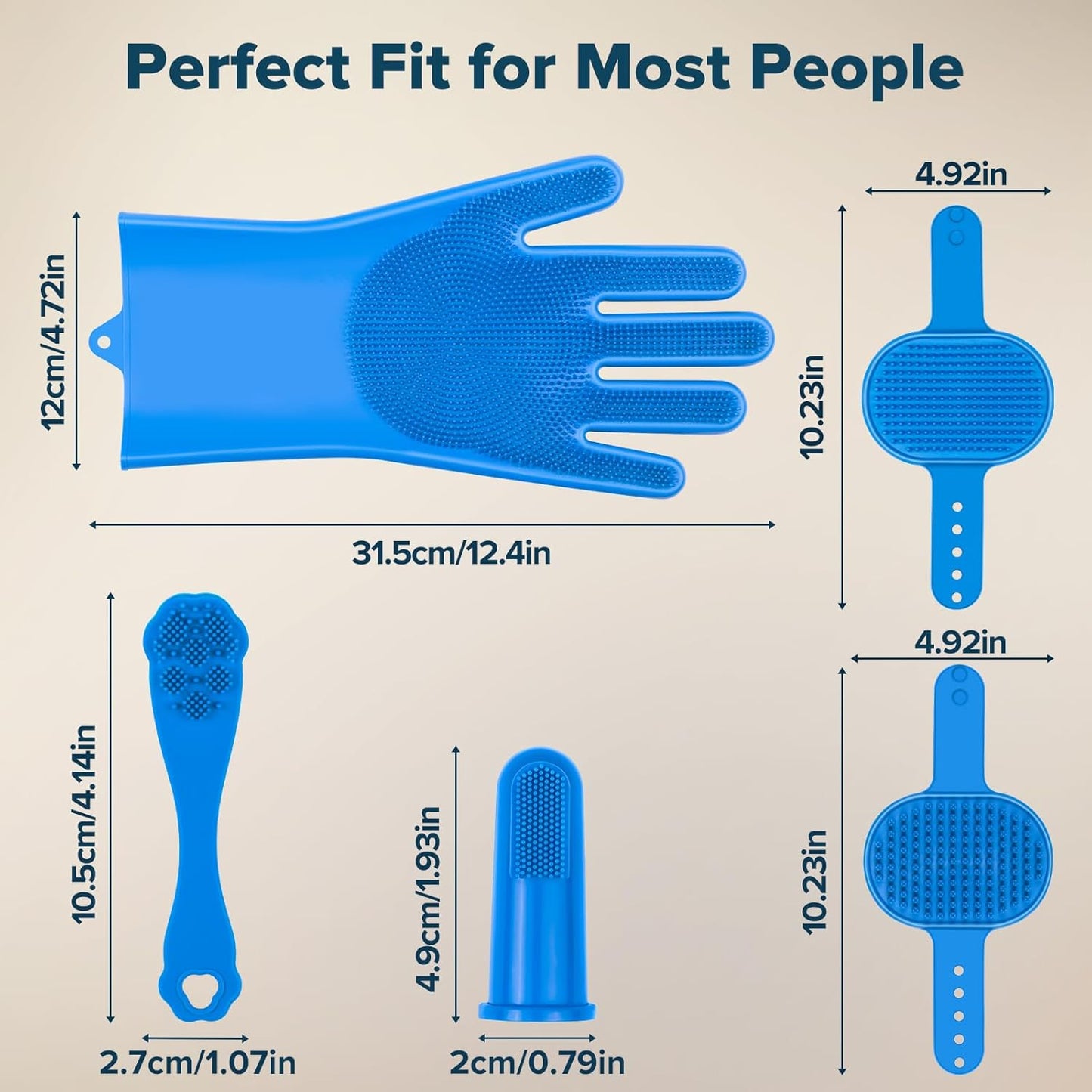 Augwind 6PCS Pet Grooming Kit - Dog Bath Gloves, Shampoo Brush & Washing Tools | Navy Blue