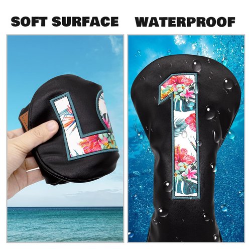 BAIRBRE Golf Club Covers Black Putter Cover Driver Covers Fairway Wood Headcover Hybrid Covers 3 Wood Headcovers Leather Mallte Putter Cover Golf Headcover for All Brand