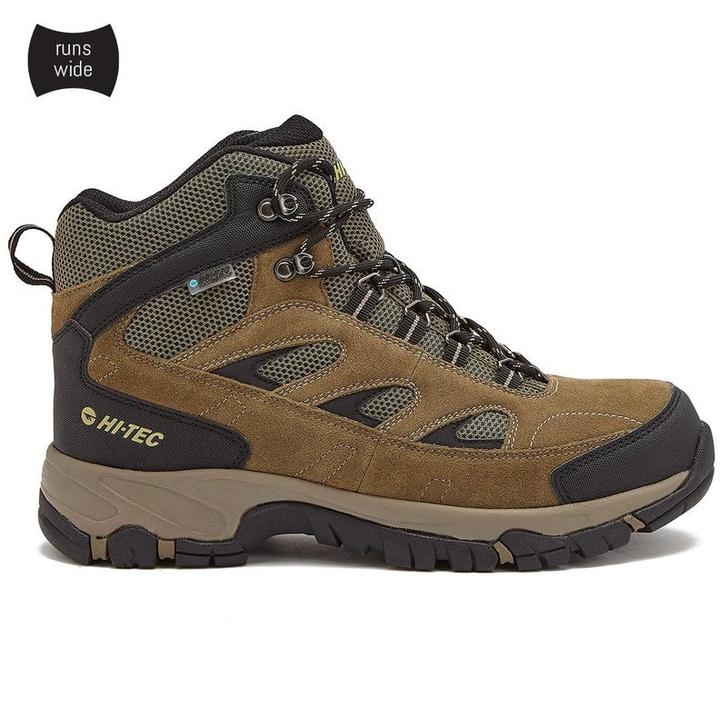 HI-TEC Yosemite WP Mid Waterproof Hiking Boots for Men, Lightweight Breathable Outdoor Trekking Shoes - Dark Green, 10.5 Medium