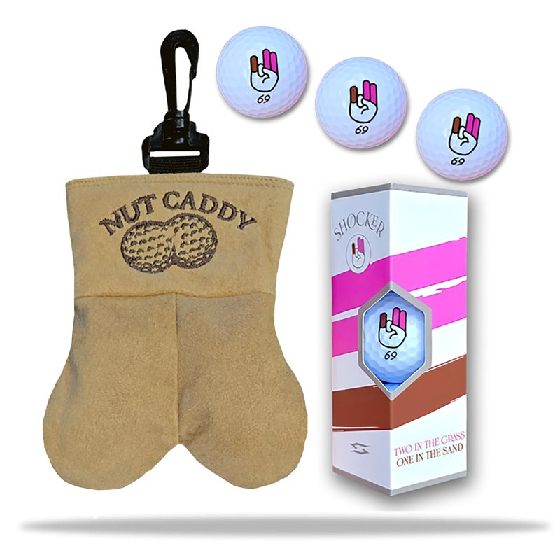 Scale Wear Design Nut Caddy Golf Ball Holder for Men - Includes 3 Shocker 69 Balls Hilarious Gag Gift for Golfers Dad Husband Premium Quality Storage Tees Accessories (Nut Caddy)