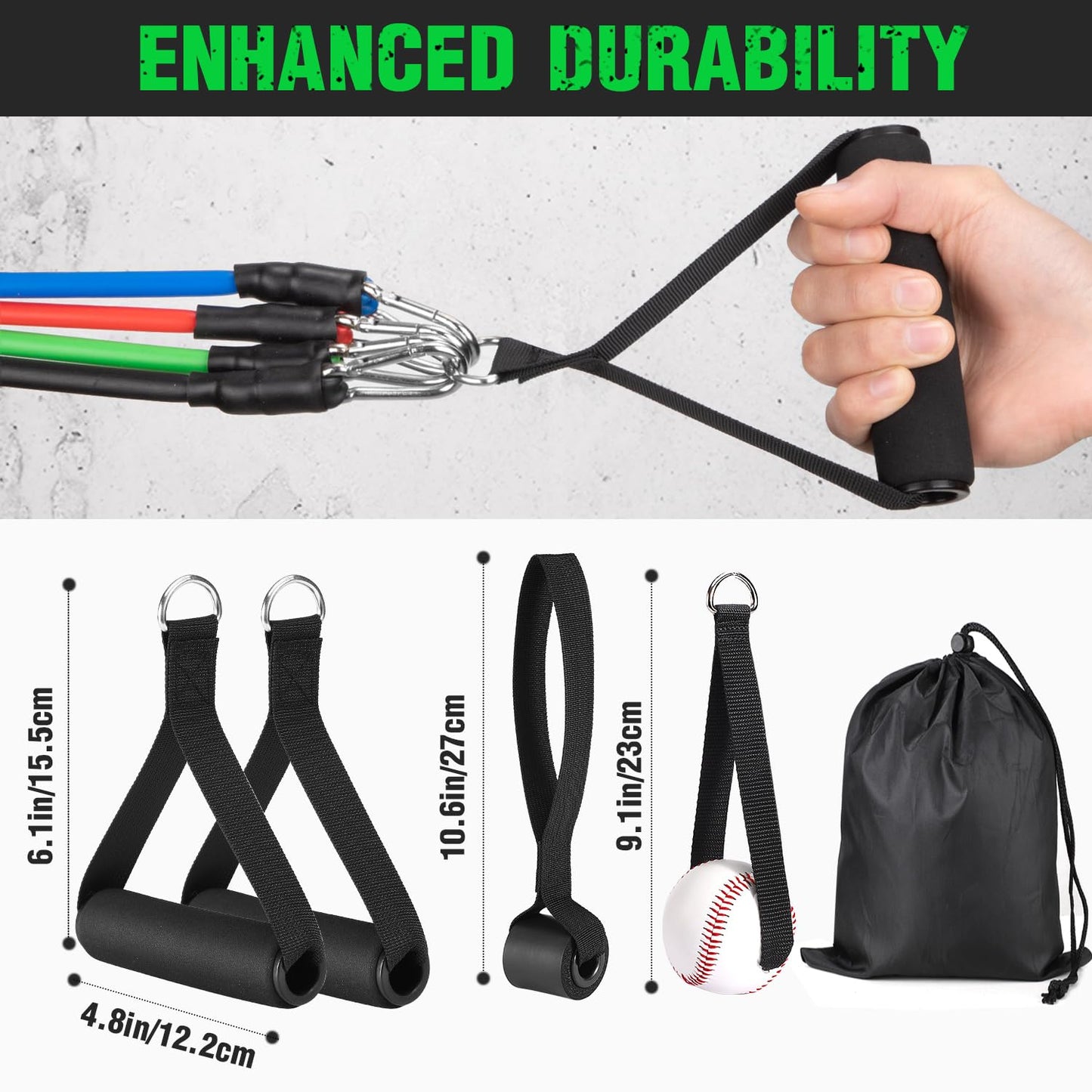 TOBWOLF 4PCS Baseball Exercise Bands with Interchangeable Grips, Baseball Resistance Trainer for Pitching & Throwing, Training Aid for Baseball Softball Pitchers to Build Arm Strength, Warm-Up