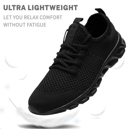 YOSFDC Men's Running Shoes Walking Slip On Comfortable Tennis Breathable Non Slip Athletic Gym Workout Cross Training Fashion Sneakers,Black,11