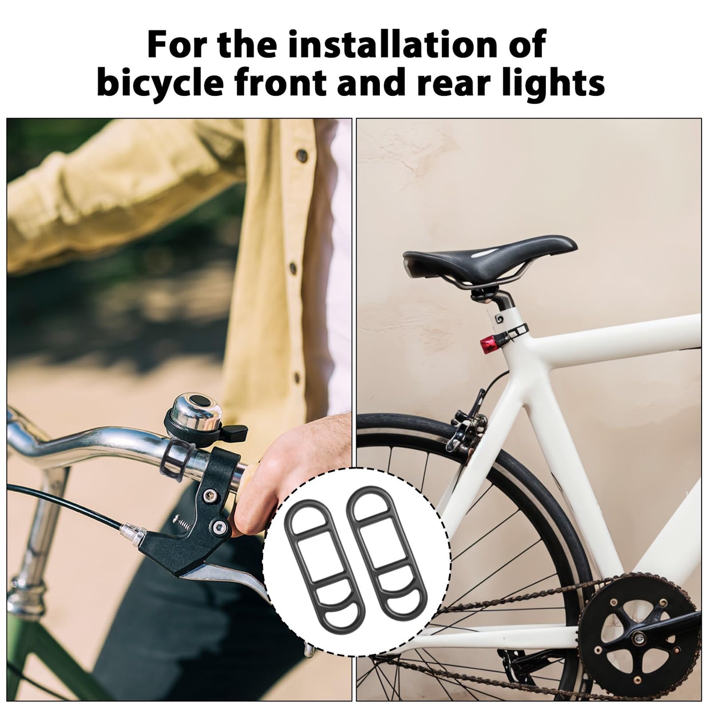 Exircy 12 Pcs Bicycle Rubber Strap Bicycle Light Silicone Straps Bike Rubber Strap Bike Mount Bicycles Light Band for Flashlight Handlebar Set Cell Phones Speaker Holder (Black)