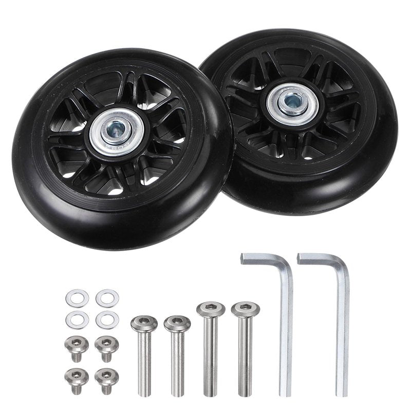 uxcell Replacement Luggage Wheels 90x24mm Suitcase Wheel Repair Kits Include 2 PU Bearing Wheels & Washers, Wrenches & Axle Screw for Trolley Bag, Inline Skate and Caster Board