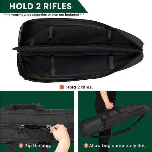 HUNTSEN Soft Double Rifle Case - Padded Long Gun Bag with Adjustable Sling & Dual Lockable Zippers | 38" to 52" Sizes