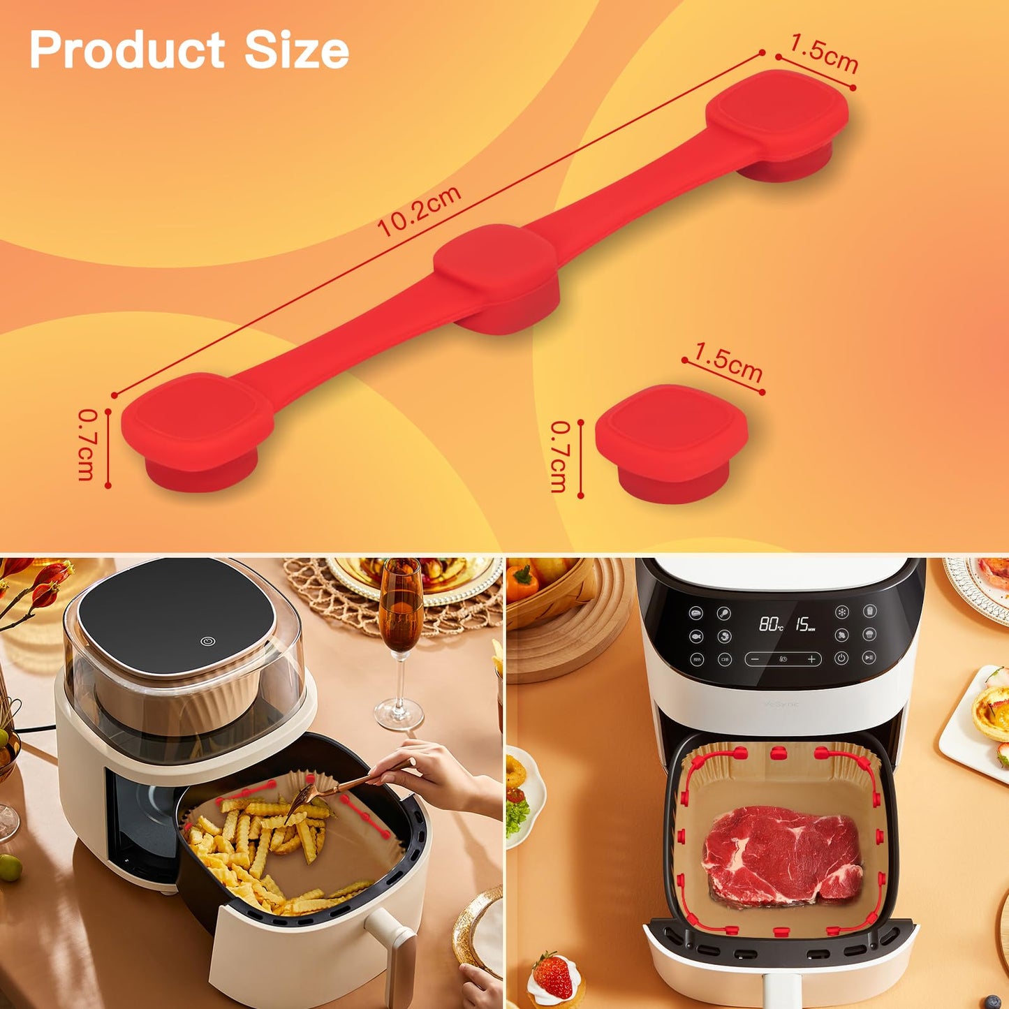 Air Fryer Magnets for Parchment Paper, Upgraded Powerful Magnetic Silicone Buckle for Holding Down Parchment Paper Liners, Lock Disposable Liners Safely and Prevent Paper to Burn