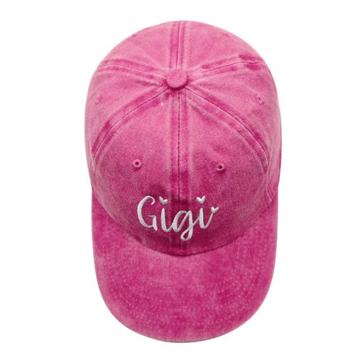 Gigi Gifts for Grandma, Birthday Gifts for Gigi from Grandkids, Mothers Christmas Birthday Gift for Nana Grandmother, Adjustable Washed Cotton Embroidered Baseball Caps Hats Pink