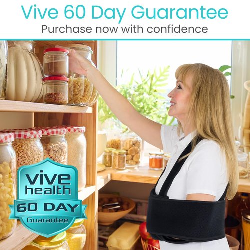 Vive Arm Sling Shoulder Immobilizer for Sleeping (Fits Left & Right) - Comfortable Night Support for Elbow Injury, Rotator Cuff Surgery, Broken Wrist & Hand - Adjustable Straps Fit Men & Women (Black) (Standard)