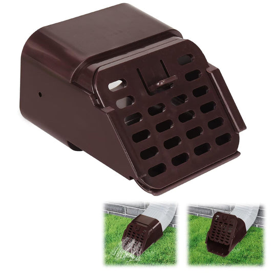 MARKBIT 3"x4" Type-A Gutter Downspout Extensions，Gutter Downspout Extensions，Downspout Diverter, Fit for The Bottom of 3 inch x 4 inch downspouts (1, Brown)