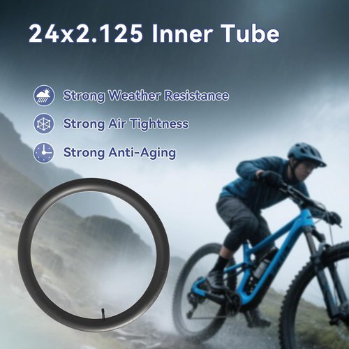 Bike Tube 24 x 2.125 - 2-Pack Schrader Valve Bicycle Tubes for 24-Inch Wheels | Durable & Reliable