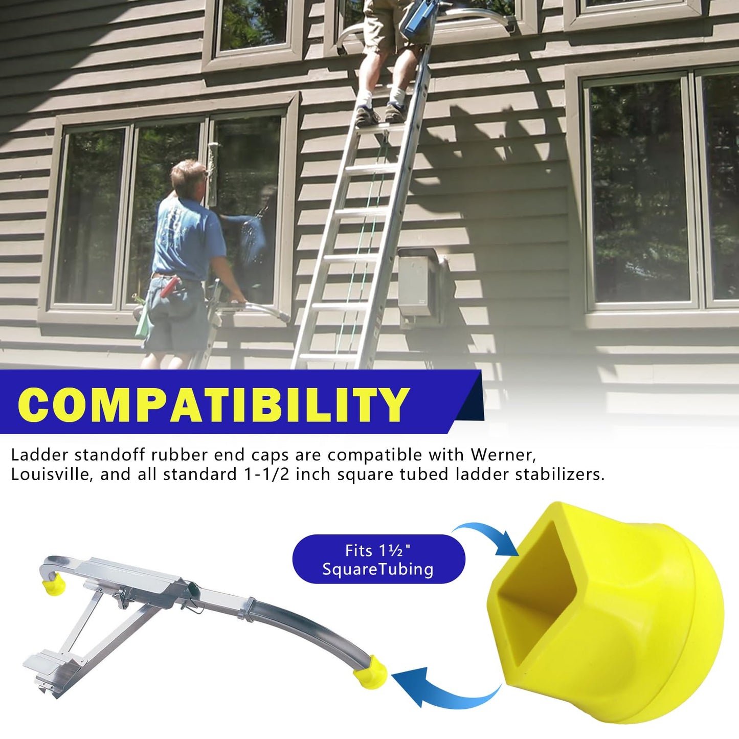 Ladder Stabilizer Bumpers Fit for Werner Extension Ladder Stabilizer, Ladder Standoff Rubber End Caps Ladder Stabilizer Pads Non-Slip Ladder Standoff Protective Covers Ladder Mitts, 2 Pack