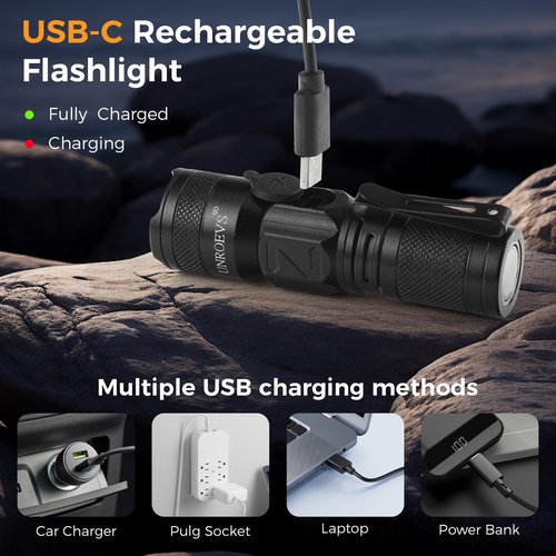 UNROEVS Rechargeable Mini Flashlight with Magnet,Pocket Flashlights High Lumens with Clip,1200 Lumens Compact LED Small Light and Long Range,EDC Flash Light for Everyday Carry.