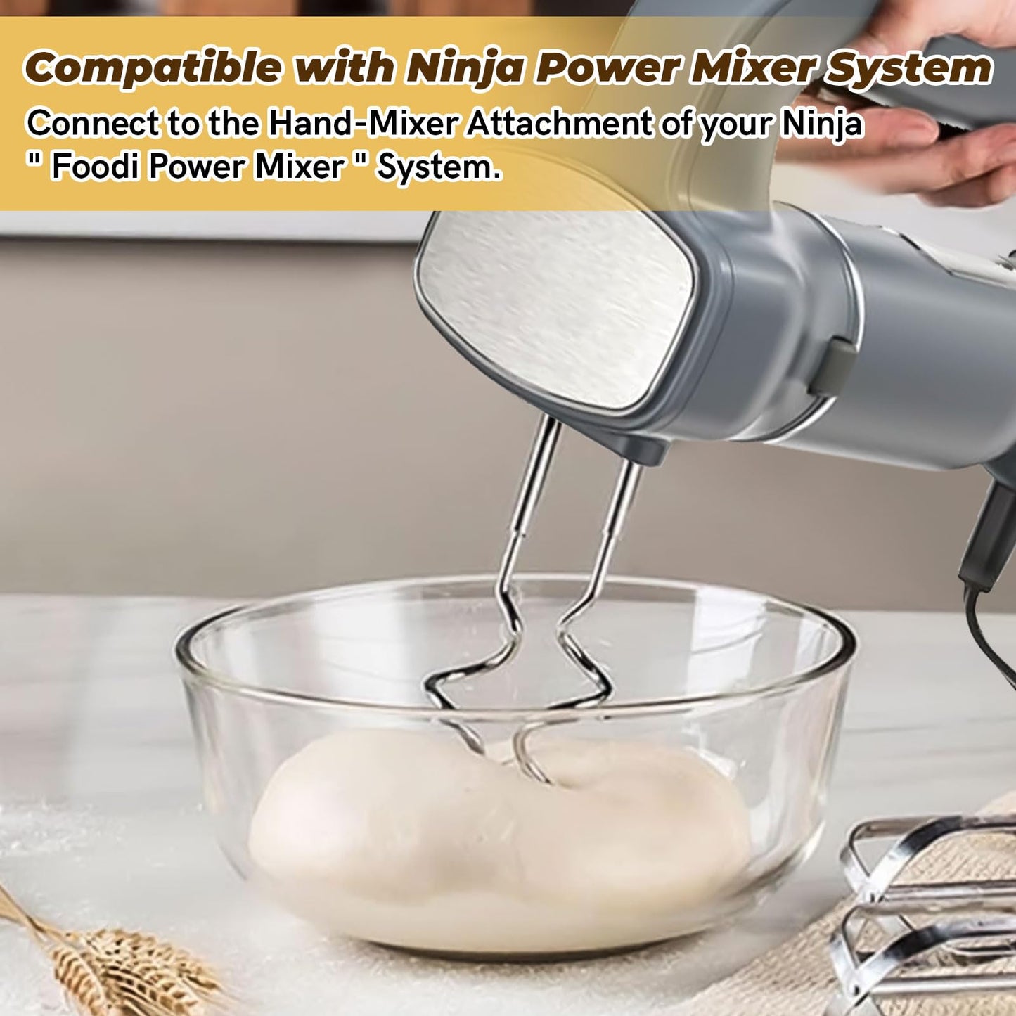 XSKDOUGHHK Dough Hook Fits for Ninja Mixer, Power Mixer System (CI100 Series) for Ninja Blender Accessories, Stainless Steel Foodi Accessories