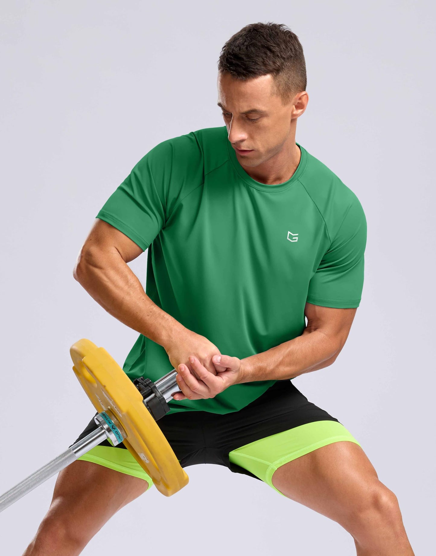 G Gradual Men's Athletic Workout T-Shirts Moisture Wicking Cooling Running Shirts Short Sleeve Performance Tee for Gym Tennis(Green,4XL)