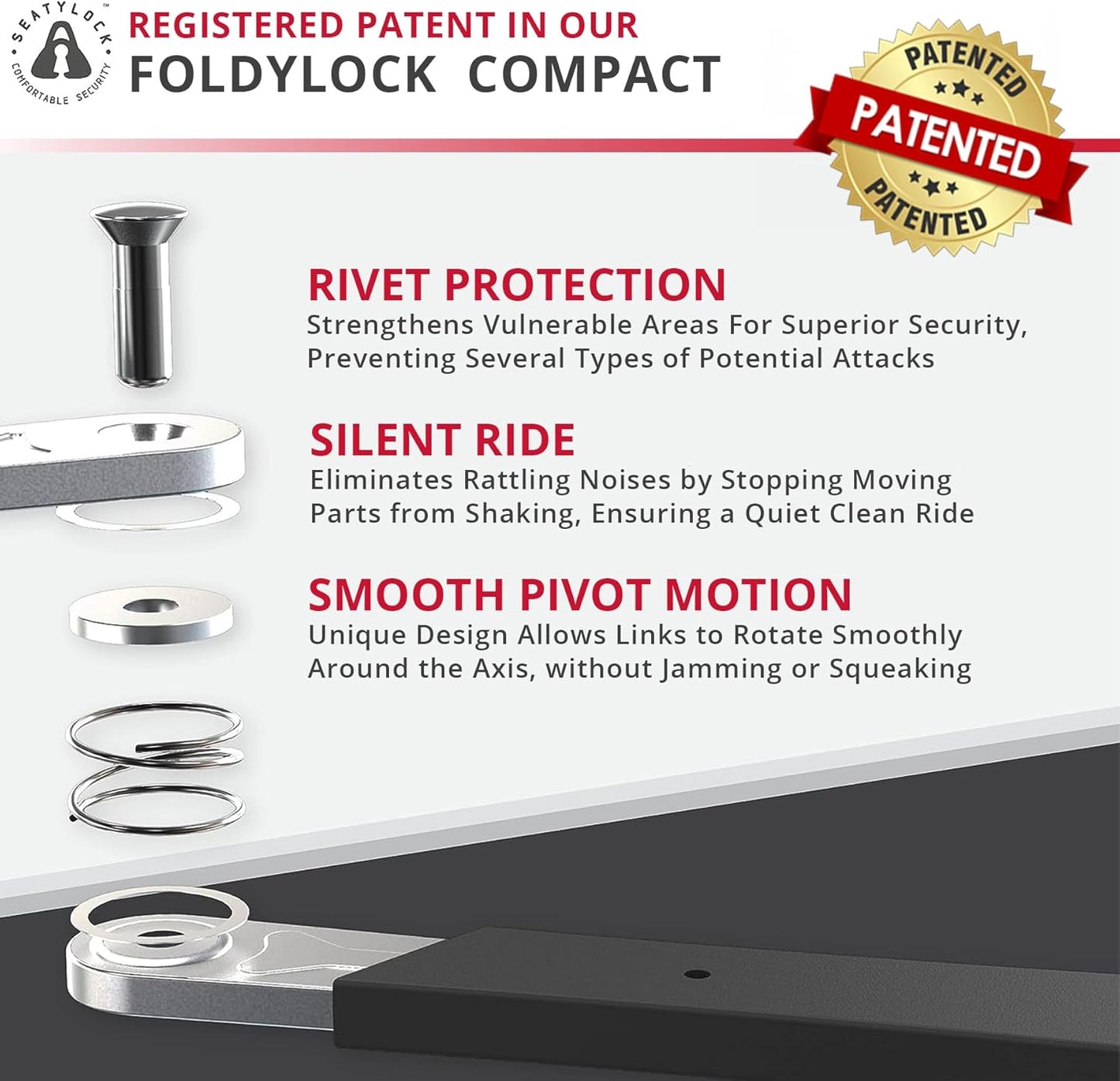 Seatylock FoldyLock Compact Folding Bike Lock - Lightweight High-Security Anti-Theft Design | Includes Keys & Case