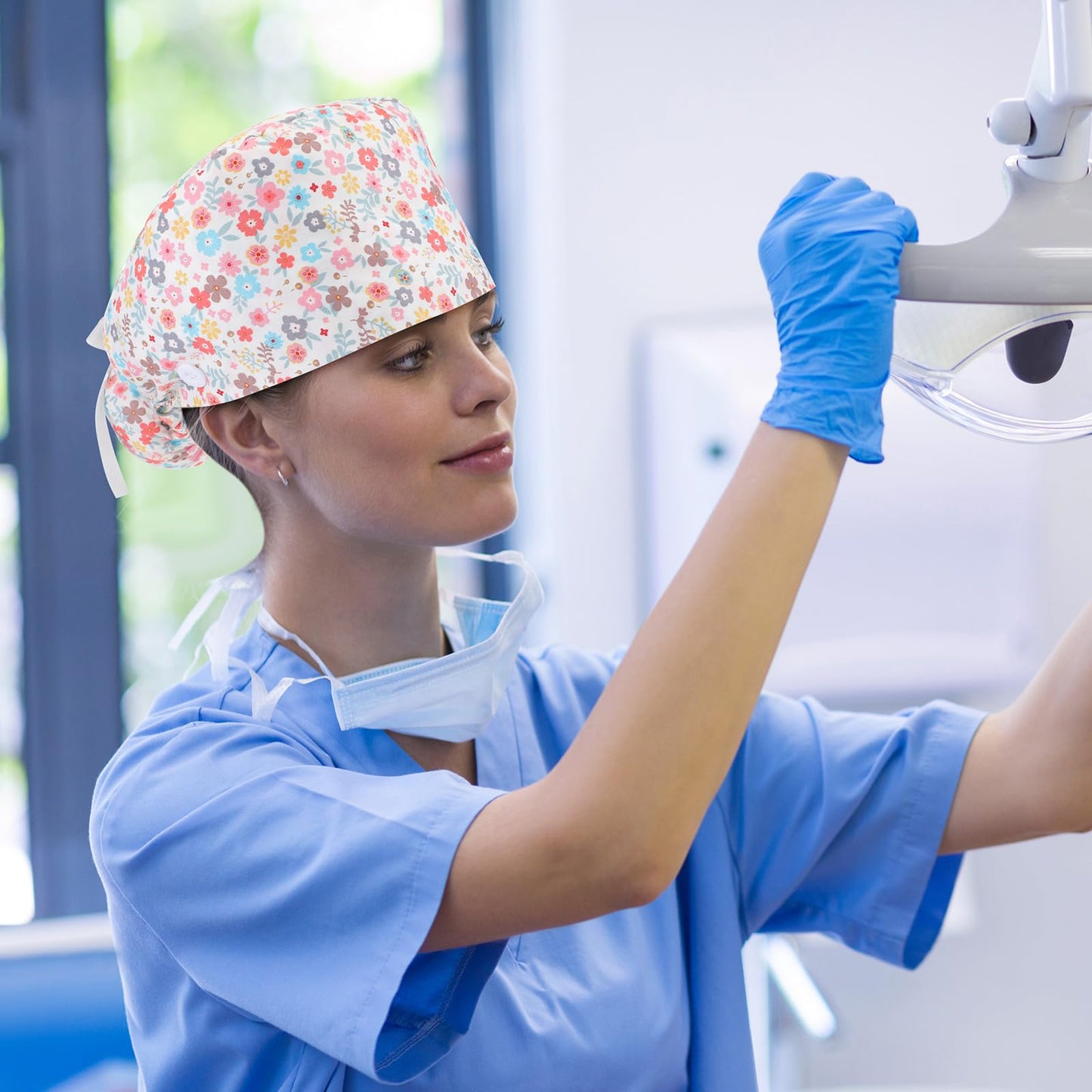 Croknit 6 Pcs Scrub Cap Women Adjustable Nurse Cap with Button Bouffant Medical Surgical Hat Sweatband for Gift(Stylish Style)