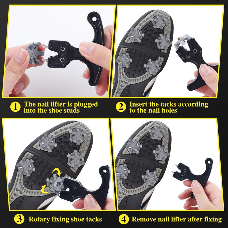 Shappy 51 Pcs Golf Shoe Spikes Replacements Set 50 Golf Shoe Cleats with 1 Black Cleats Spanner Metal Thread Screw 5.84 mm Dia Replacement for Cricket(Gray)