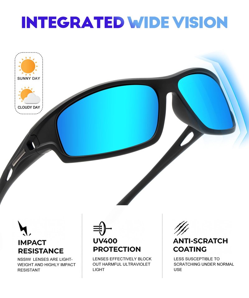 NSSIW Polarized Sunglasses-for-Men-Women Sports Mens-Sunglasses: Wrap Around Sun Glasses UV400 Running Fishing Golf 3 Packs