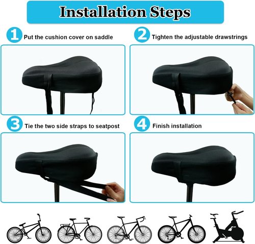 Geronmine Gel Bike Seat Cover - Padded Saddle Cushion for Men & Women | Comfortable for Indoor & Outdoor Cycling