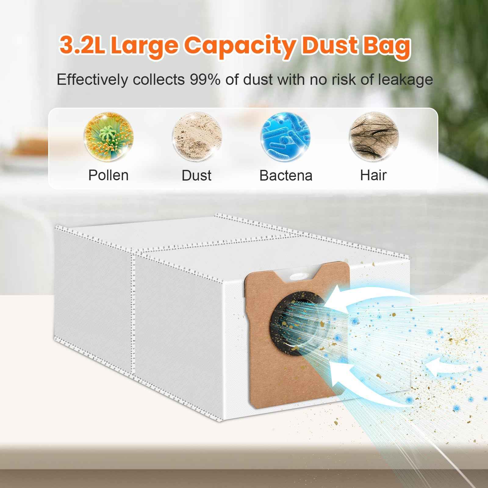 18 Pack C20 Dust Bags for eufy Omni C20 C10 Robot Vacuum Cleaner, 3.2L Large Capacity Vacuum Bags, Disposable Replacement Dust Bags