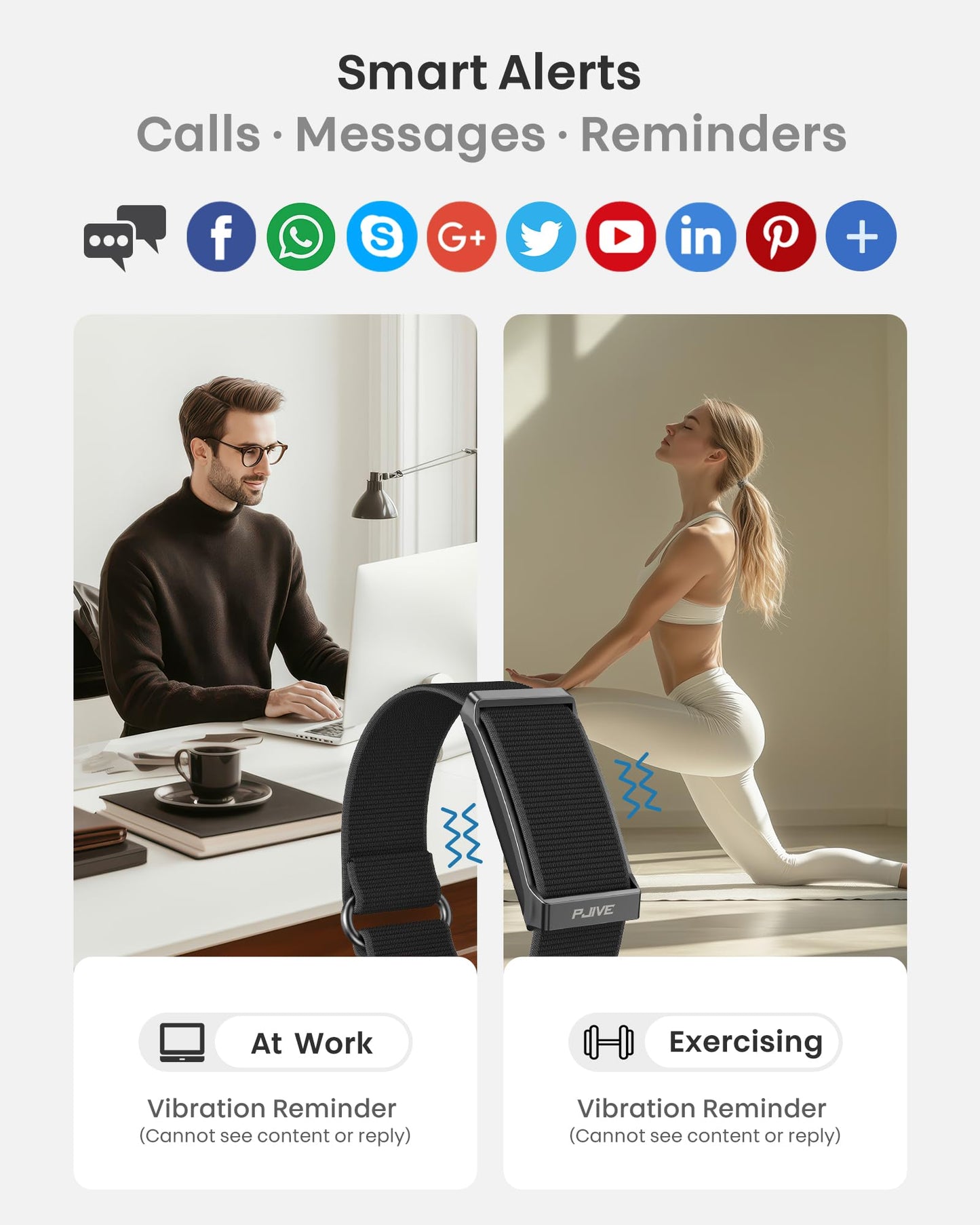 PJIVE Smart Bracelet, Health Fitness & Activity Tracker White