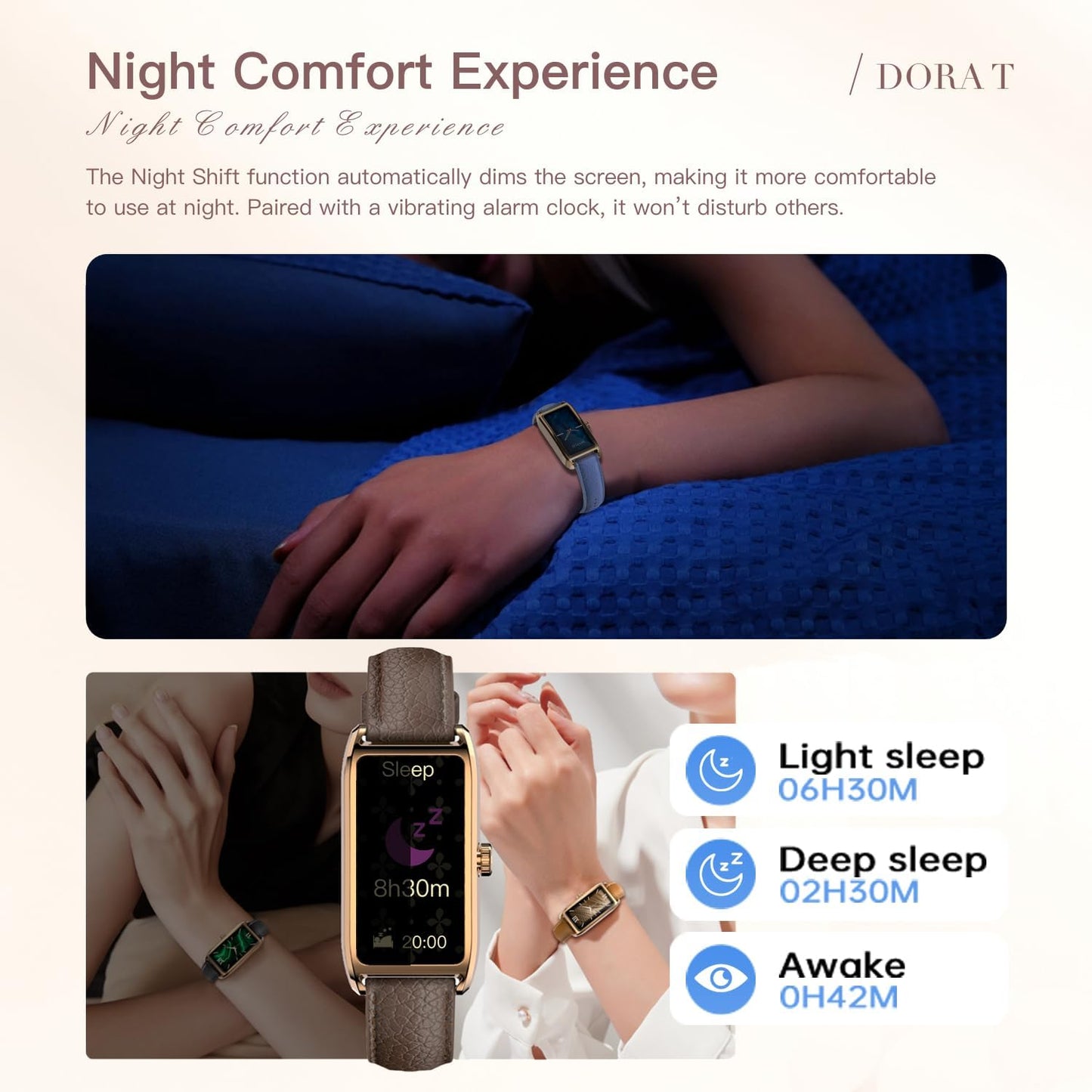 CNBRO Fitness Tracker for Women Ladies Fitness Watch Dressy Leather Strap Alloy Case Luxury Fashion Heart Rate Monitor Sleep Tracker Pedometer Step Counter Waterproof Elegant Smart Watches for Womens