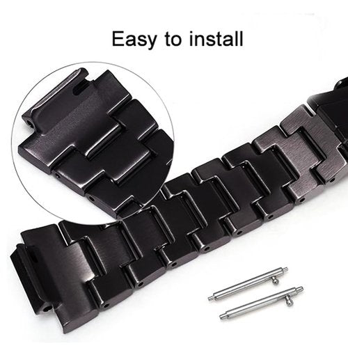 316L Stainless Steel Watch Band and Bezel Compatible with Casio GWM-5610 Watch Mod Kit Replacement (black)