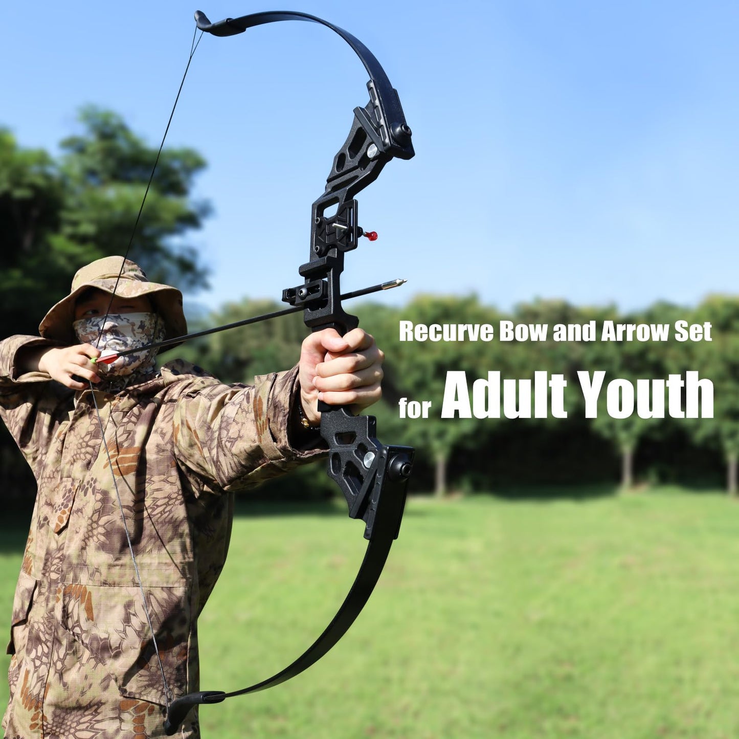 IS-TONGTU Archery Recurve Bow and Arrow Set for Adults, Archery Hunting Long Bow Set for Adults Beginner & Youth, Takedown Recurve Bow 30lb 40lb 50lb Kit with Arrow Sight & Rest & 12 Arrows