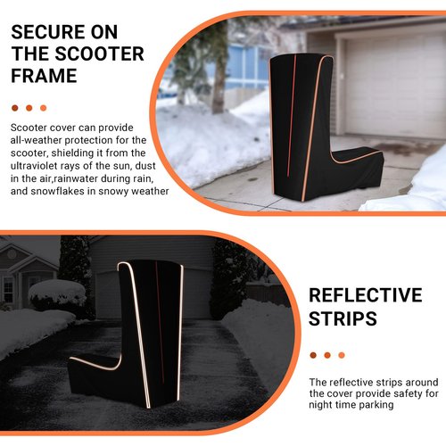 Electric Scooter Cover, 360° Full Coverage Universal Outdoor Waterproof Dustproof Sun Protection Scooter Storage Cover, Fit for 500W to 2000W E-Scooters, All Season (54" L x 28" W x 52" H)