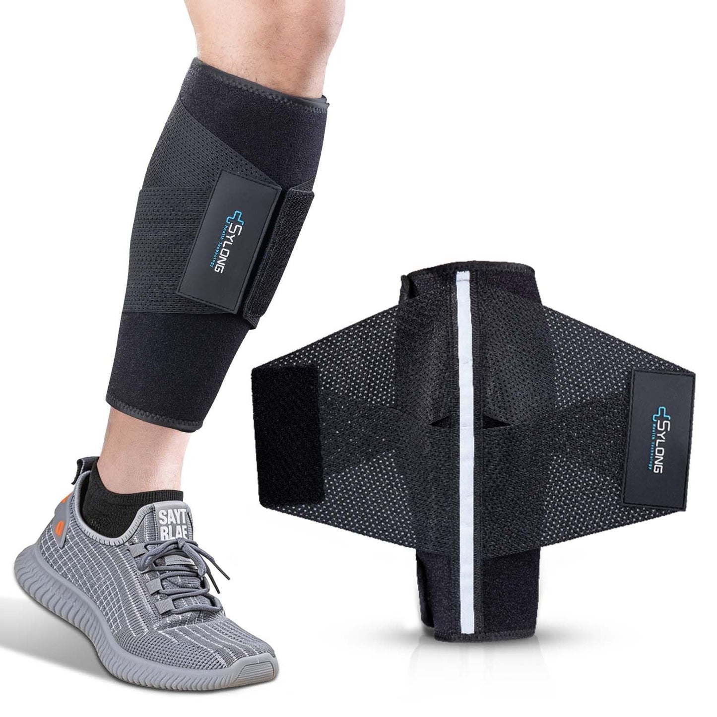 Sylong Calf Compression Wrap Brace for Men & Women, for Swelling Torn Calf Muscle, Diamond-shaped Elastic Band for Pressure, fit Varicose Vein Pain Relief -L/XL
