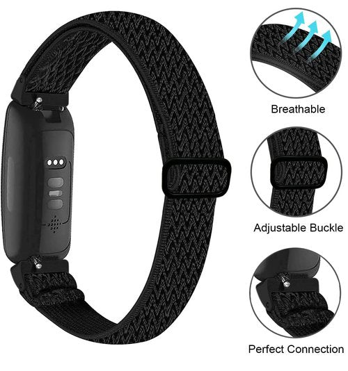 5-Pack Elastic Nylon Bands Compatible with Fitbit Inspire 3/Inspire 2/Inspire HR/Inspire, Breathable Adjustable Replacement Stretchy Nylon Loop Wristband Sport Strap for Women Men, 502