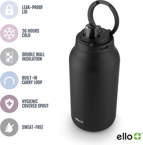 Ello Hydra 64oz Half Gallon Vacuum Insulated Stainless Steel Jug - Leak-Proof Design