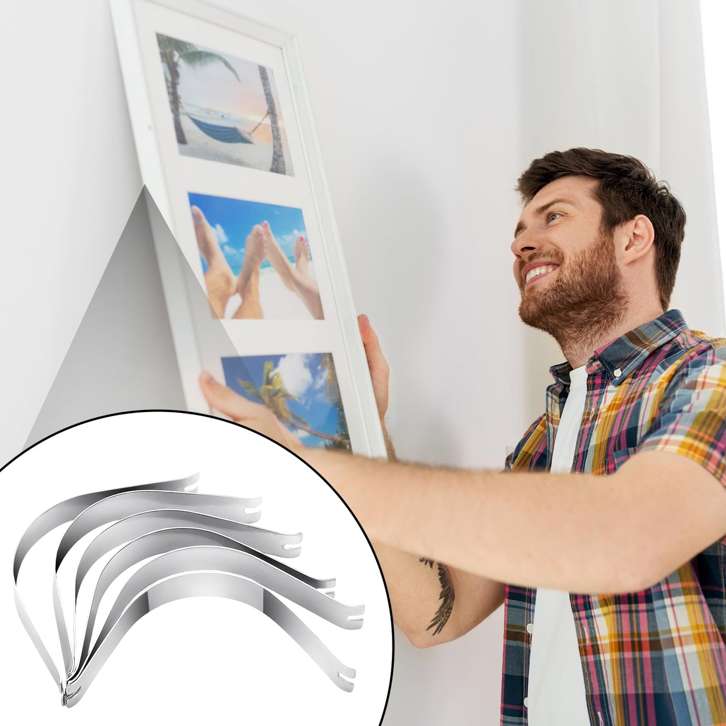 Wonderjune 100 Pcs Spring Clips Picture Frame Clip Bulk 85x9mm Photo Frame Hardware Accessories Metal Picture Frame Retaining Clips DIY Backing Clip for Hanging Canvas Artwork Paintings Craft