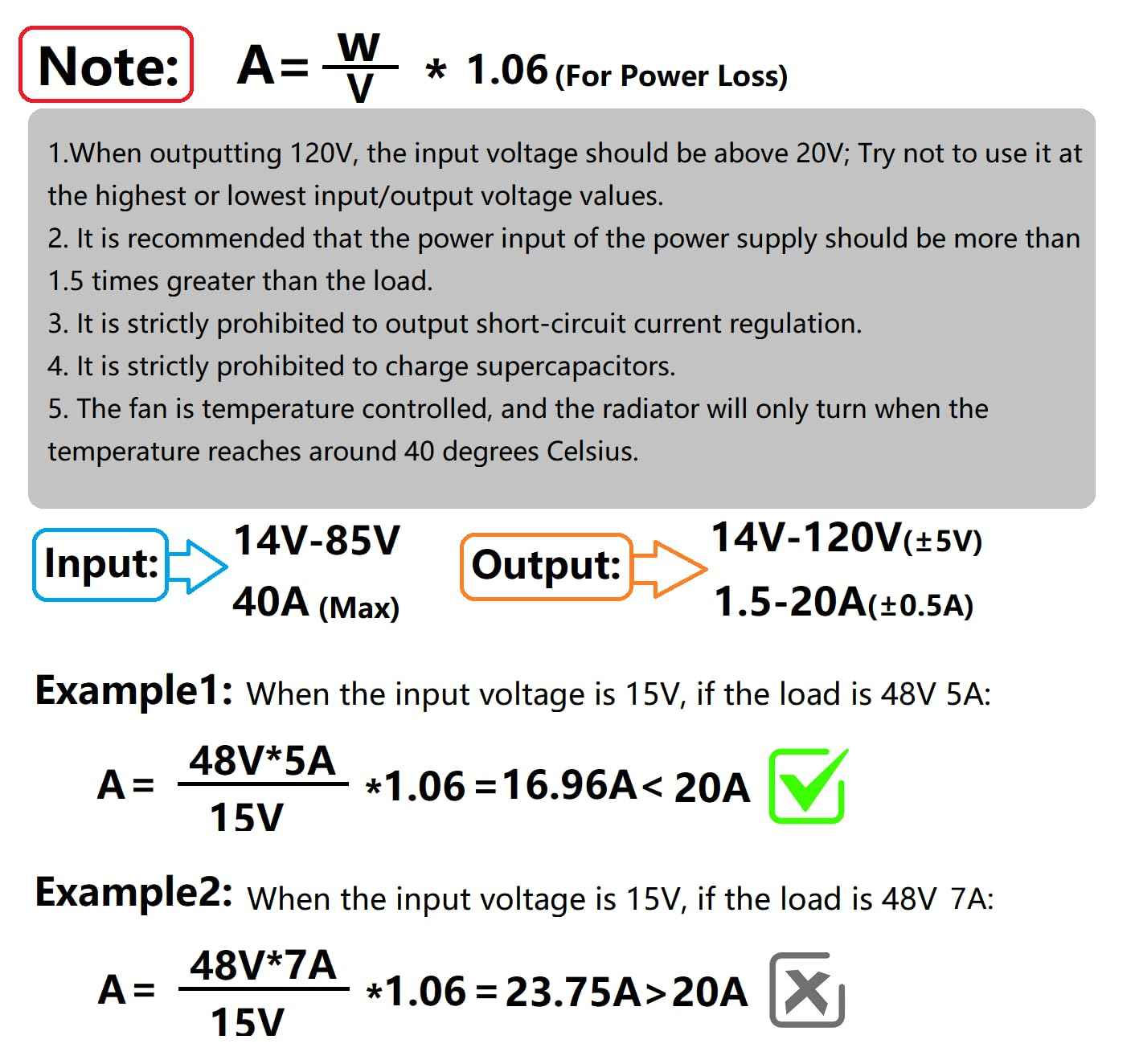 1200W Voltage Converter,Aideepen 20A Boost Converter Voltage Regulator DC-DC Boost Converter Car Step-up Power Supply Module Adjustable Voltage Converter 14V-85V to 14-120V