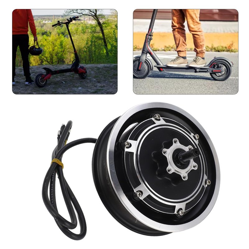 YYQTGG Electric Scooter Hub Motor 48V 100W Electric Brushless Disc Brake Hub Motor for 10 Inch Outer Tire, Aluminum Alloy Wheel