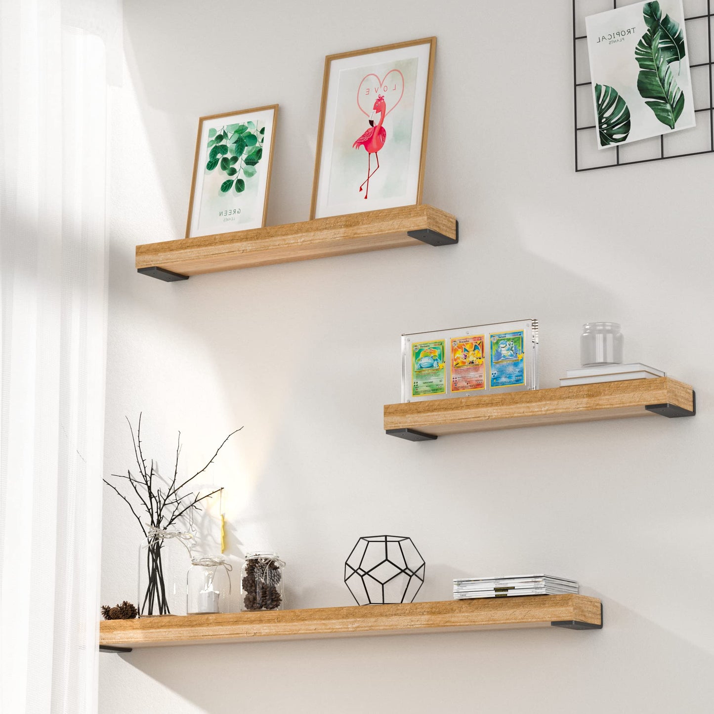 Heavy Duty Metal Shelf Brackets 4-Inch, Set of 4, Modern Black Matte Finish, 1/5" Thick Steel, Easy-to-Install, Strong Support for Shelves, Versatile & Stylish