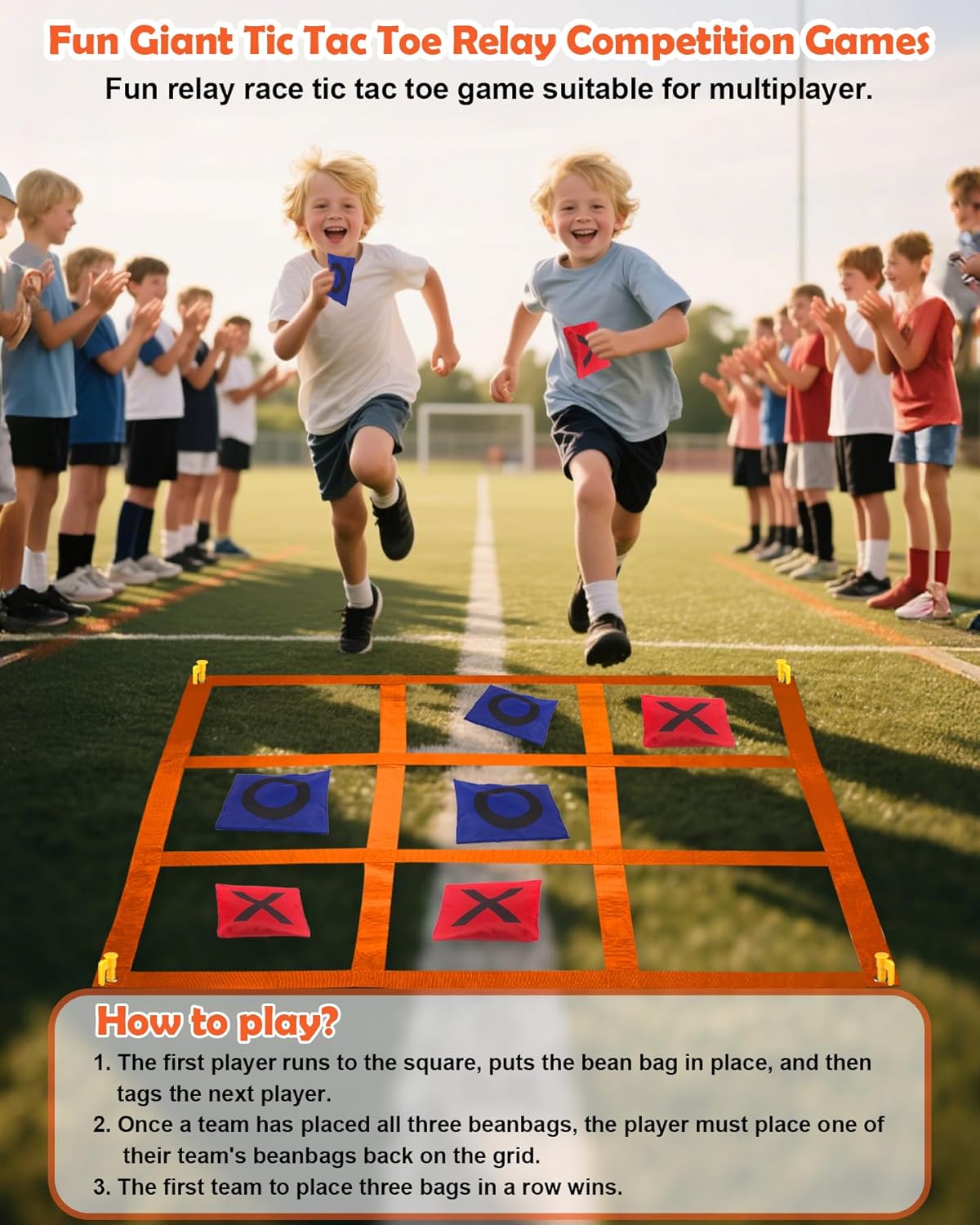 Skiennix 2-in-1 Outdoor Giant Tic Tac Toe & Bean Bag Toss Game | Fun for Kids & Adults, Perfect for Yard Parties