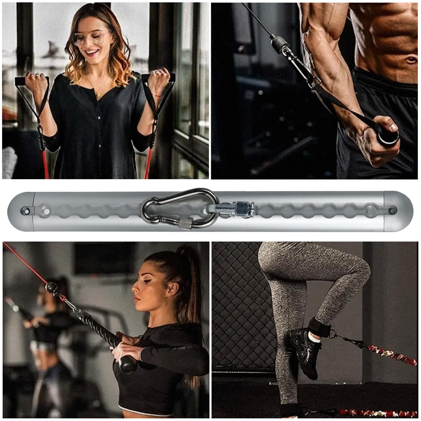 4-Pack Wall Anchor Set, Wall Mount Workout Anchors with Rails and Cars for Exercise Bands & Suspension Straps & Body Weight Straps & Strength Training & Home Workouts